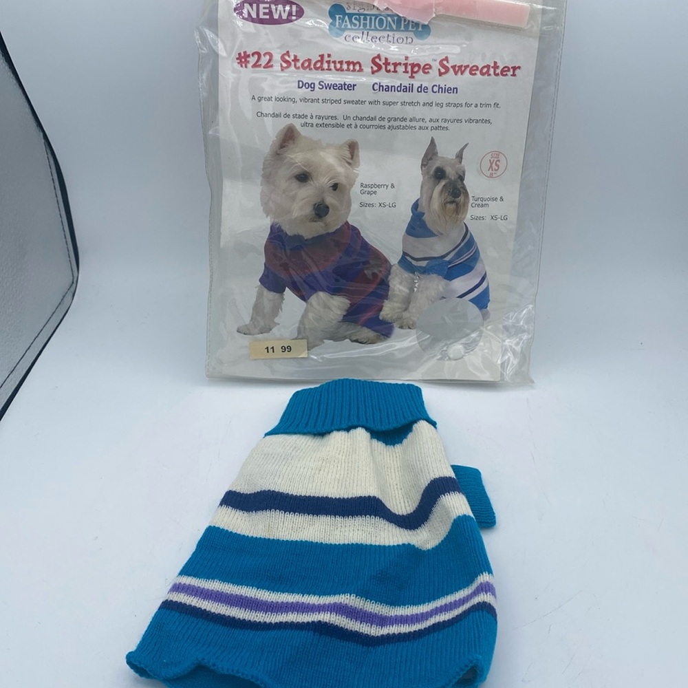 Signature Fashion Pet Collection stadium stripe dog pet sweater sz XS 8”